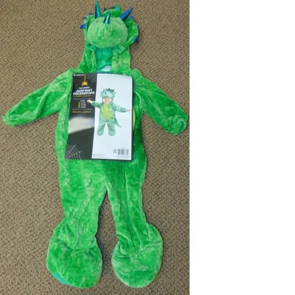 Dinosaur Triceratops 6/12 months Halloween Costume 1 Pc Hooded Jumpsuit Baby